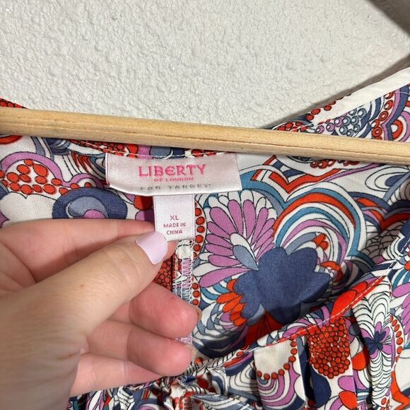 Liberty of London Target Tunic Blouse Womens XL Pink Retro Floral Arsty Boho - Picture 7 of 8